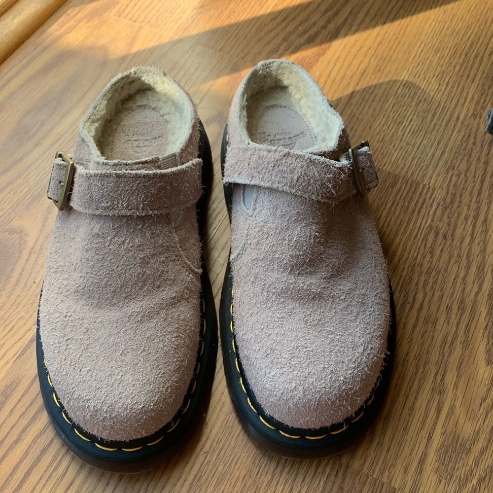 Dr. Martens Beige Suede Mules